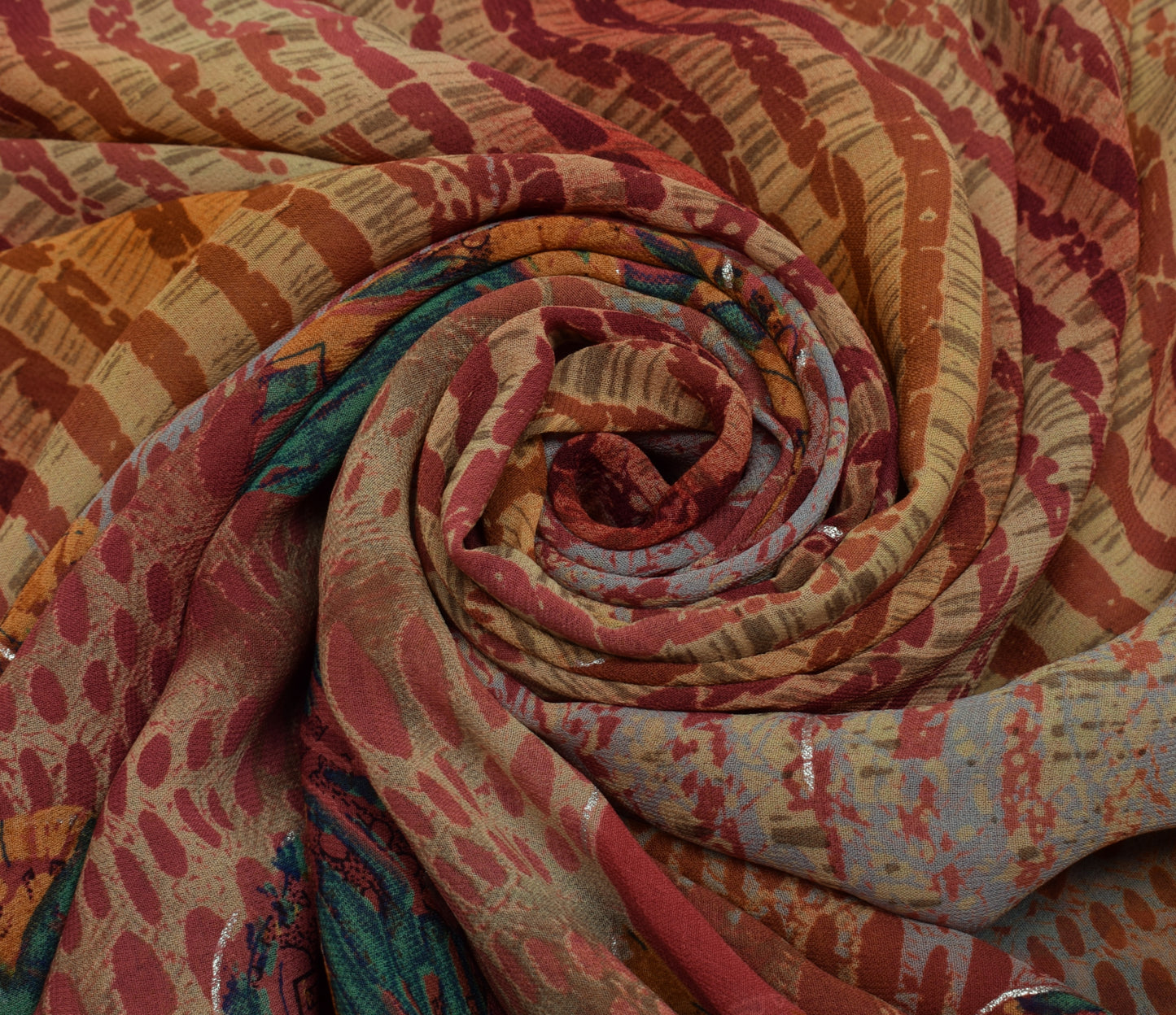 Sushila Vintage Indian Saree Blend Georgette Silk Printed Floral Craft Fabric