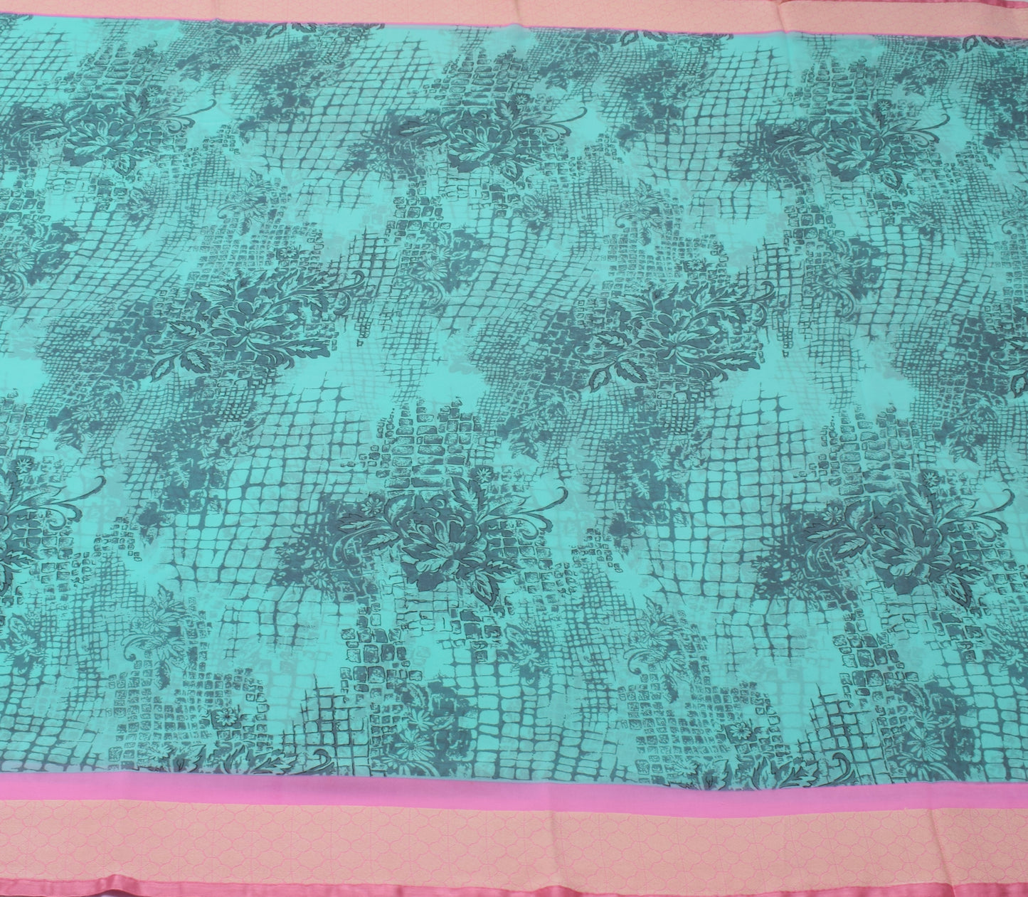 Sushila Vintage Green Saree Blend Georgette Silk Printed Floral Craft Fabric