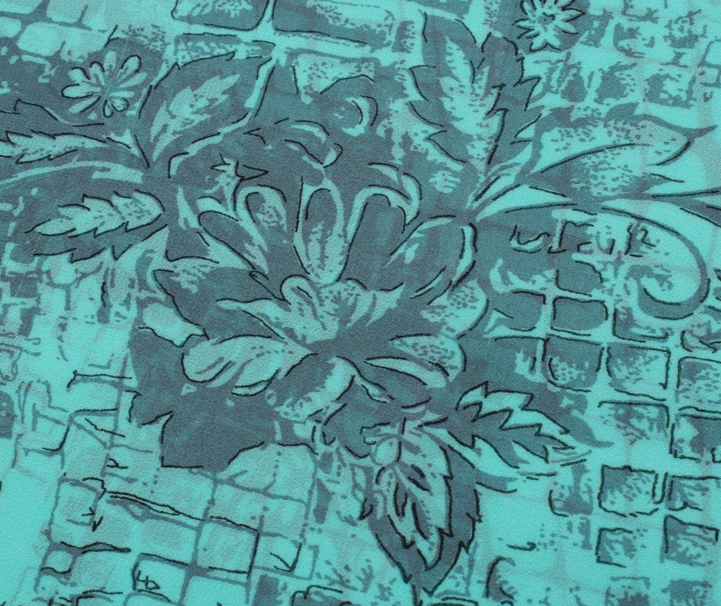 Sushila Vintage Green Saree Blend Georgette Silk Printed Floral Craft Fabric