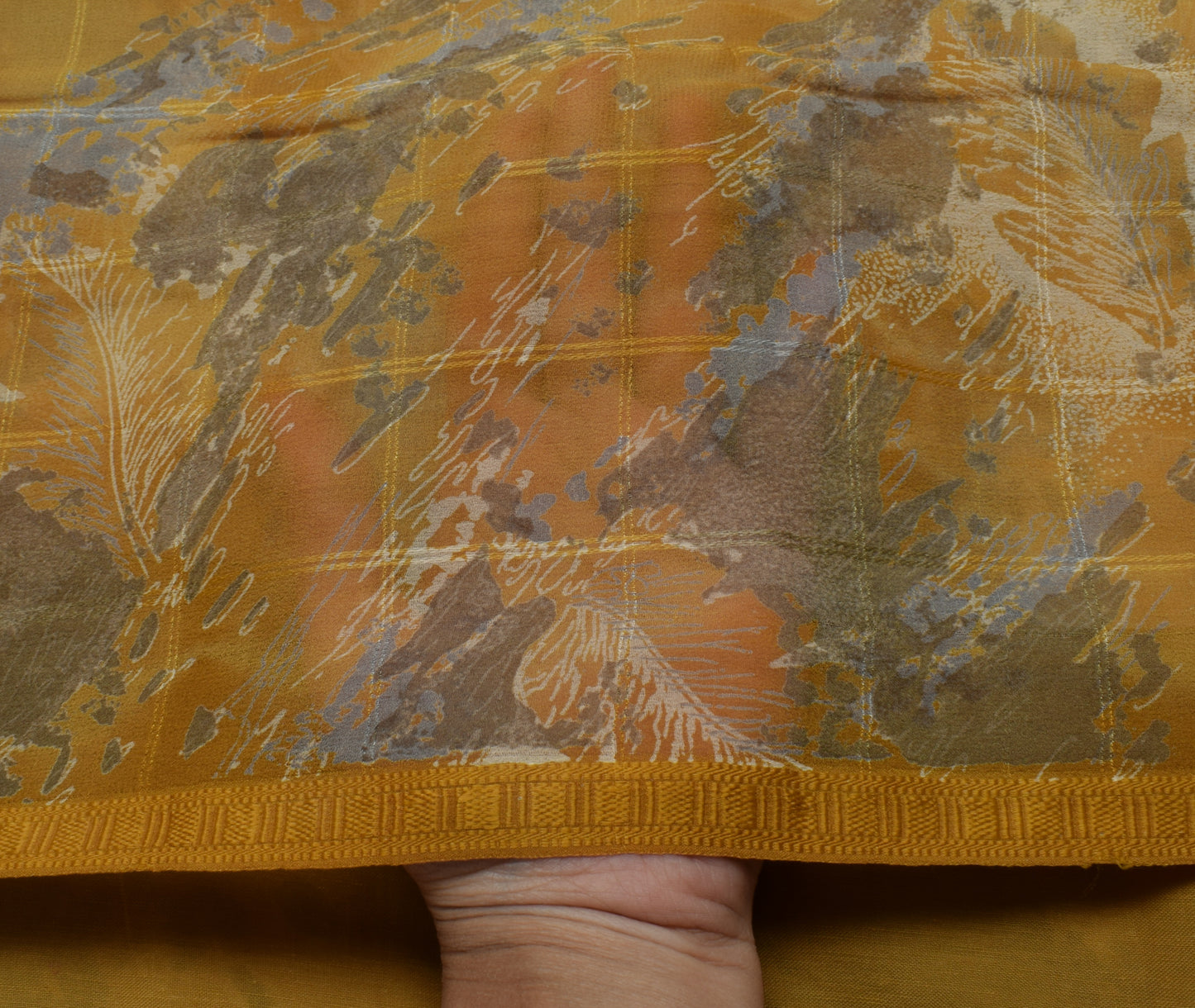 Sushila Vintage Green Indian Saree 100% Pure Georgette Silk Printed Craft Fabric
