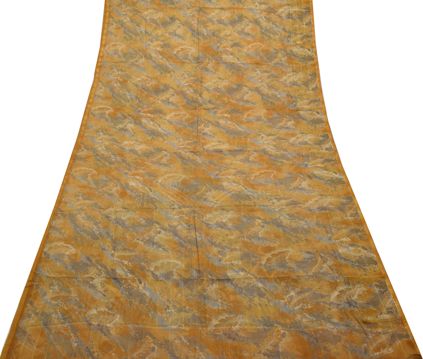 Sushila Vintage Green Indian Saree 100% Pure Georgette Silk Printed Craft Fabric