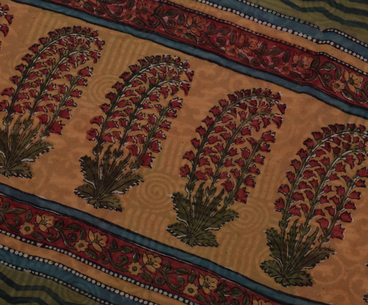 Sushila Vintage Indian Saree Pure Georgette Silk Printed Craft Sari Fabric