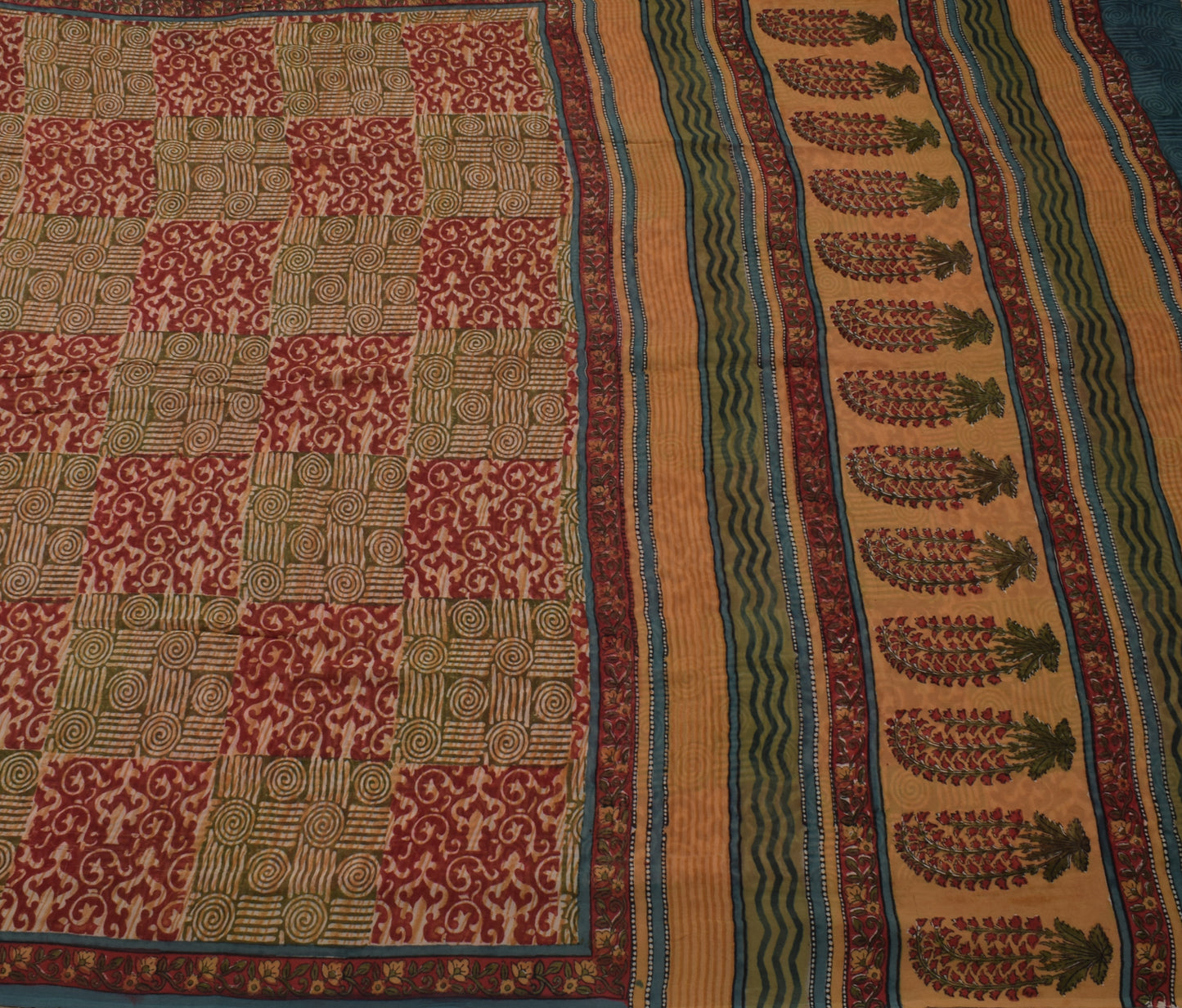 Sushila Vintage Indian Saree Pure Georgette Silk Printed Craft Sari Fabric