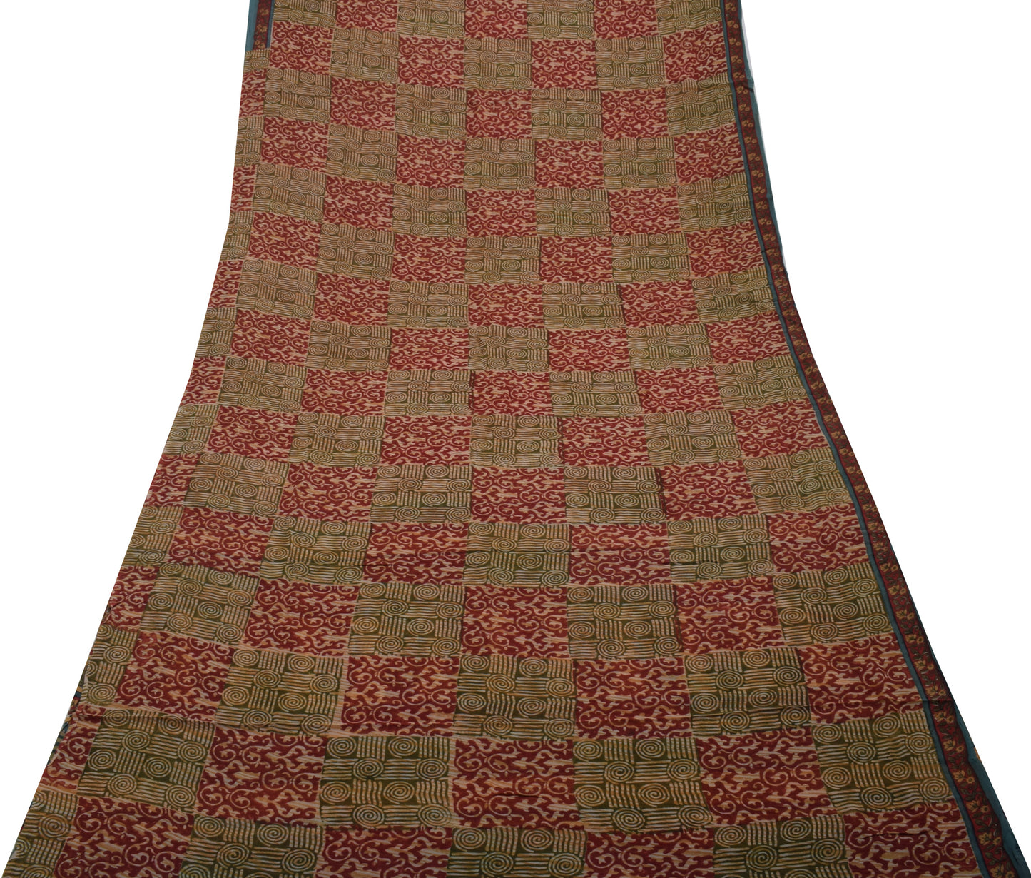 Sushila Vintage Indian Saree Pure Georgette Silk Printed Craft Sari Fabric