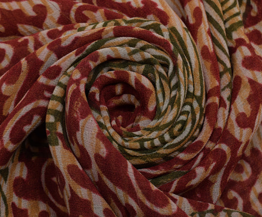 Sushila Vintage Indian Saree Pure Georgette Silk Printed Craft Sari Fabric