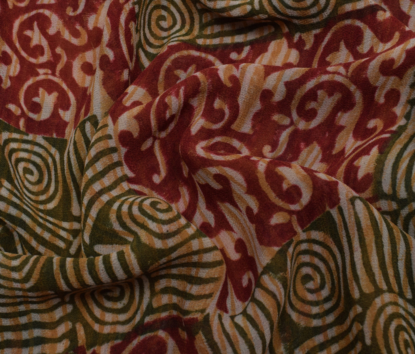 Sushila Vintage Indian Saree Pure Georgette Silk Printed Craft Sari Fabric
