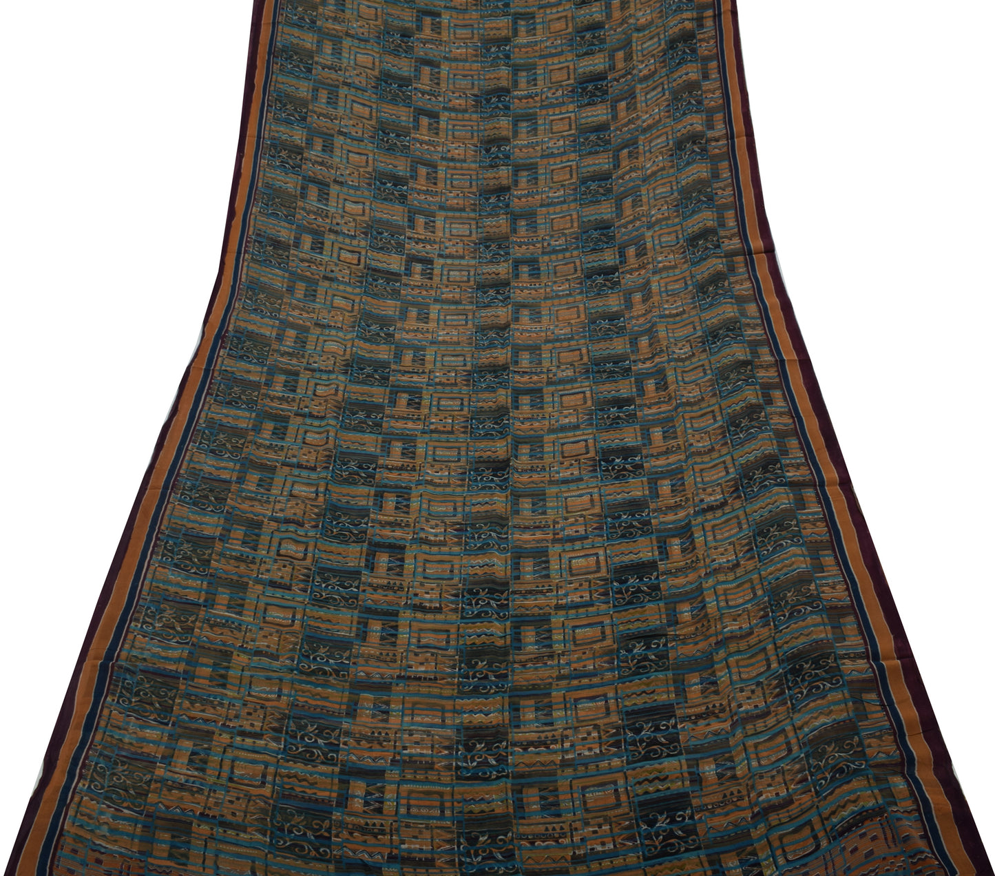 Sushila Vintage Indian Saree Pure Georgette Silk Printed 5 Yard Craft Fabric