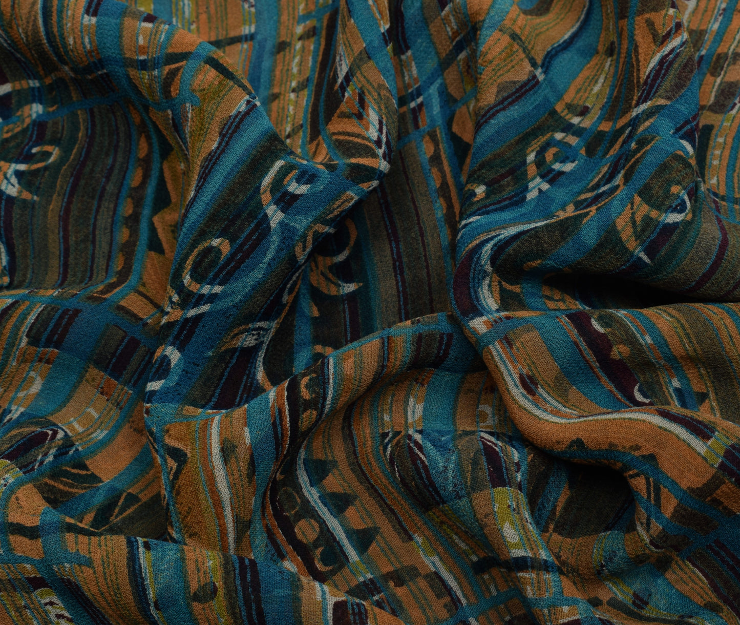 Sushila Vintage Indian Saree Pure Georgette Silk Printed 5 Yard Craft Fabric