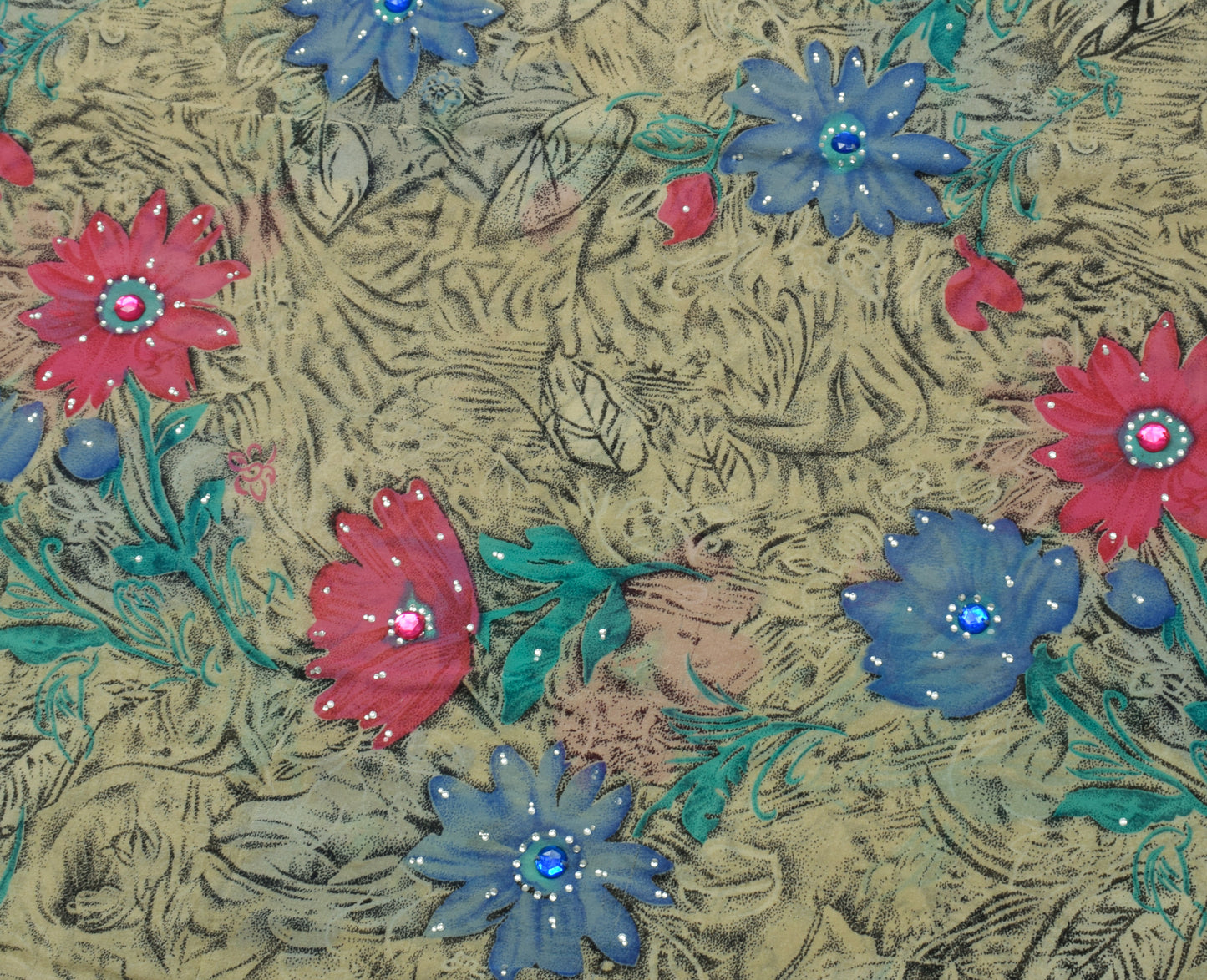 Sushila Vintage Indian Saree Pure Georgette Silk Printed Floral Craft Fabric