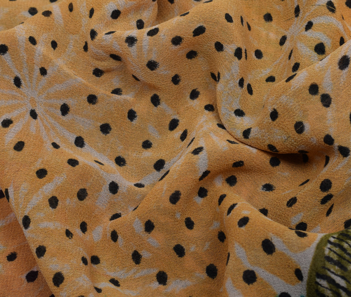 Sushila Vintage Indian Saree Pure Georgette Silk Printed 5 Yard Craft Fabric