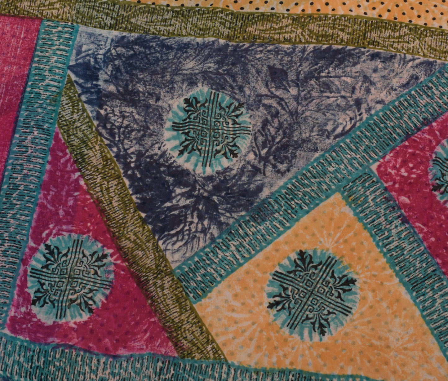 Sushila Vintage Indian Saree Pure Georgette Silk Printed 5 Yard Craft Fabric