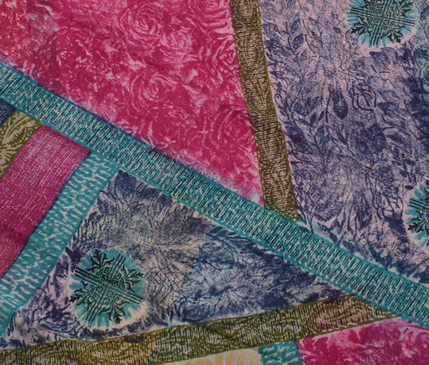 Sushila Vintage Indian Saree Pure Georgette Silk Printed 5 Yard Craft Fabric