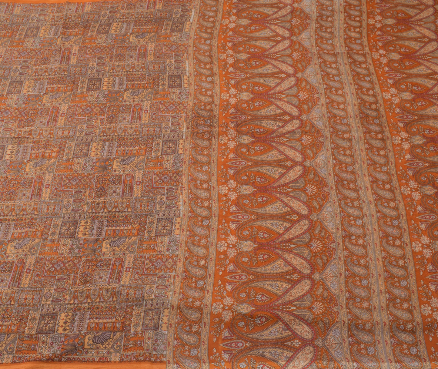 Sushila Vintage Indian Saree Blend Georgette Silk Printed 5 Yard Craft Fabric
