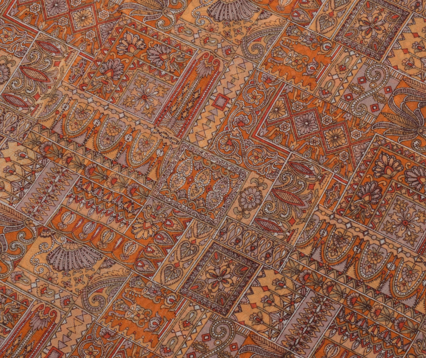 Sushila Vintage Indian Saree Blend Georgette Silk Printed 5 Yard Craft Fabric