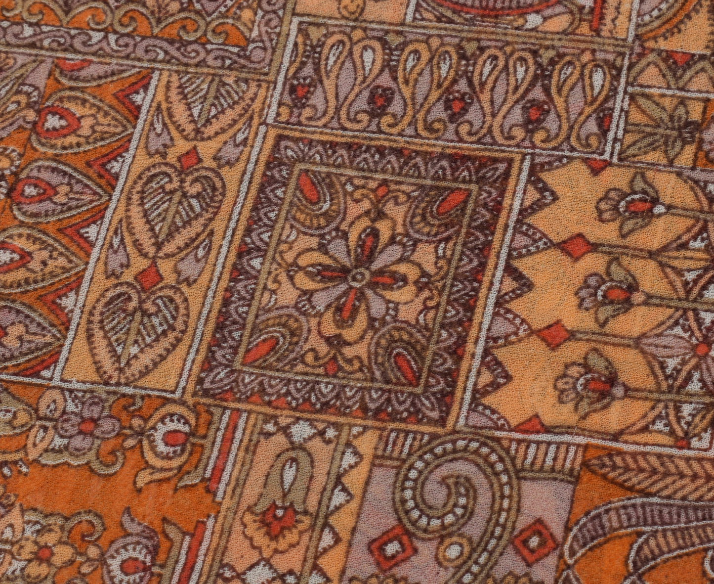 Sushila Vintage Indian Saree Blend Georgette Silk Printed 5 Yard Craft Fabric