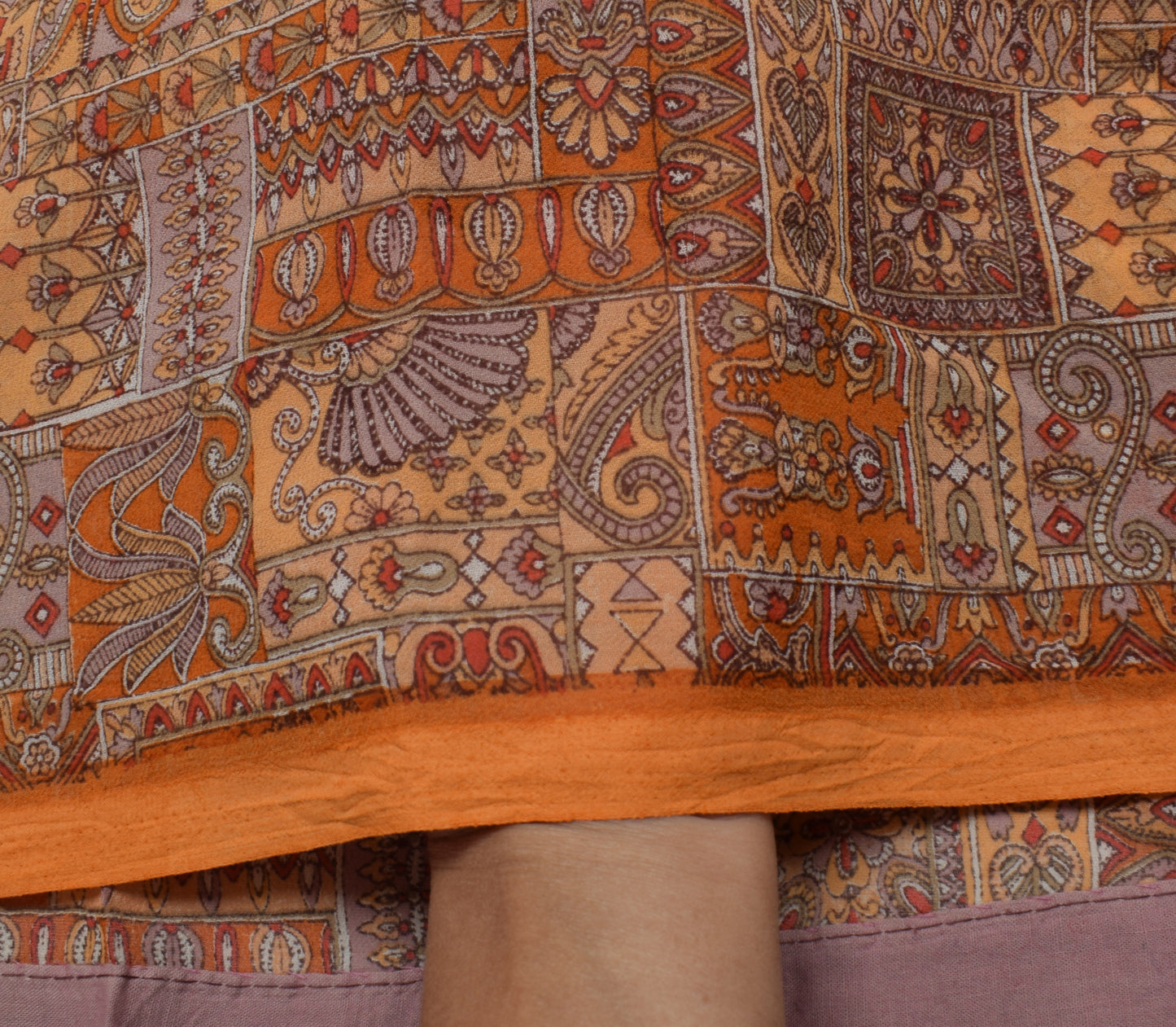 Sushila Vintage Indian Saree Blend Georgette Silk Printed 5 Yard Craft Fabric