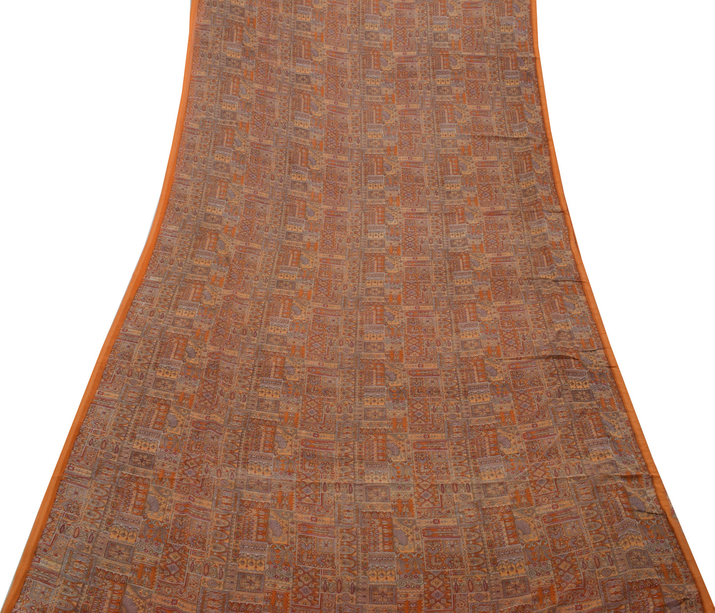 Sushila Vintage Indian Saree Blend Georgette Silk Printed 5 Yard Craft Fabric