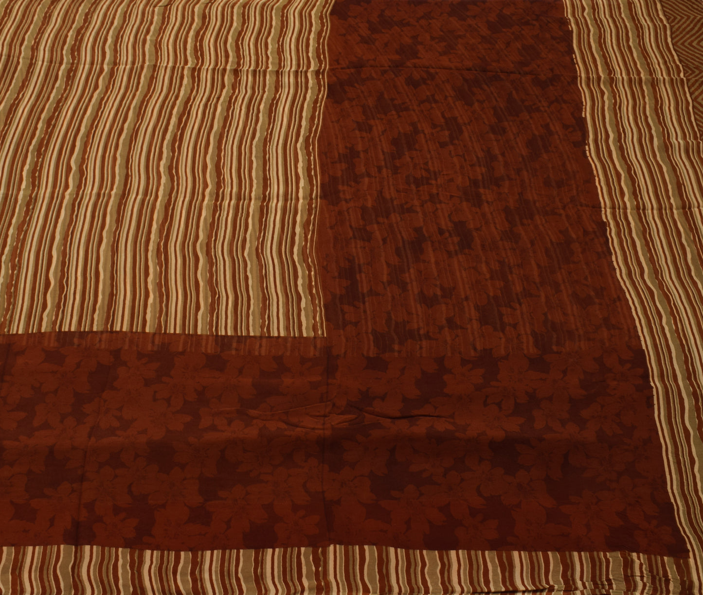 Sushila Vintage Indian Saree 100% Pure Georgette Silk Printed Craft Fabric