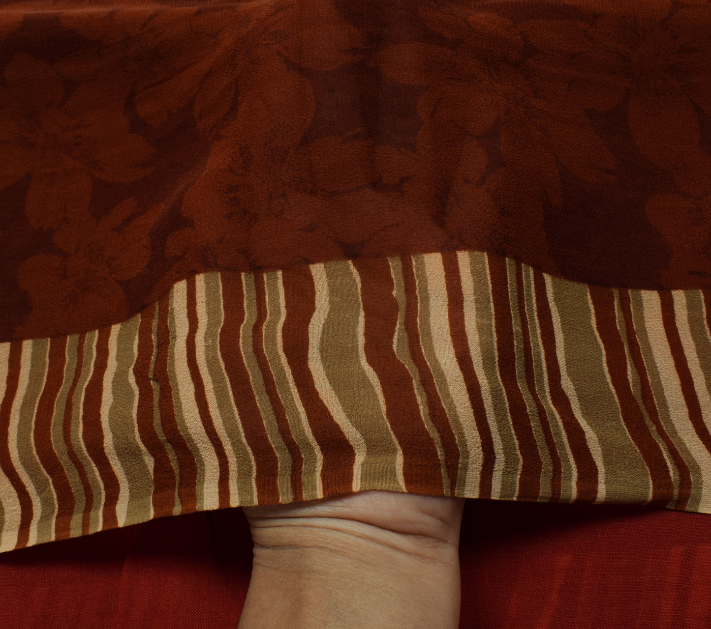 Sushila Vintage Indian Saree 100% Pure Georgette Silk Printed Craft Fabric