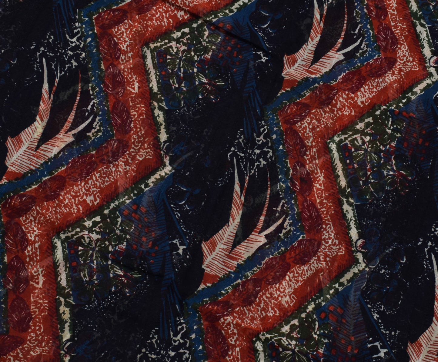 Sushila Vintage Indian Saree Pure Georgette Silk Printed 5 Yard Craft Fabric