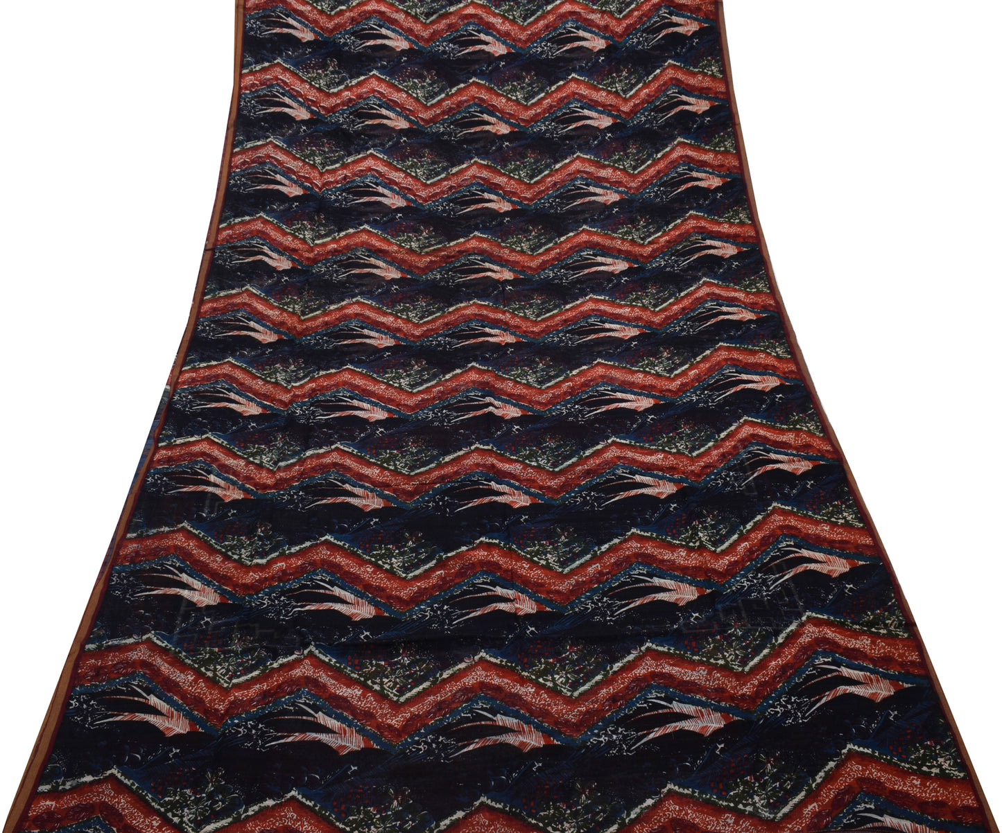 Sushila Vintage Indian Saree Pure Georgette Silk Printed 5 Yard Craft Fabric