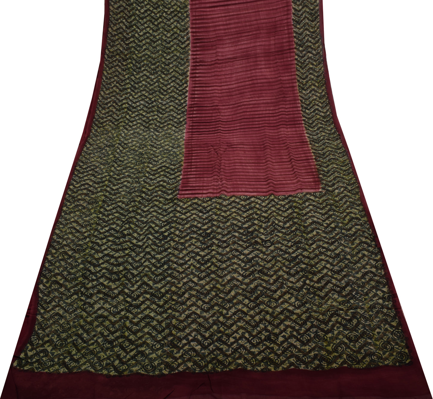Sushila Vintage Indian Saree Pure Georgette Silk Printed 5 Yard Craft Fabric