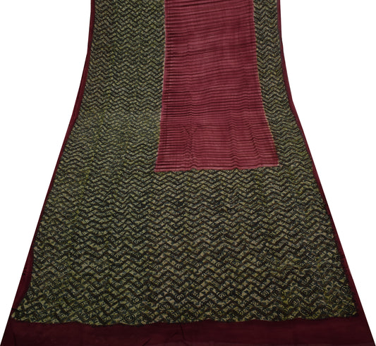 Sushila Vintage Indian Saree Pure Georgette Silk Printed 5 Yard Craft Fabric