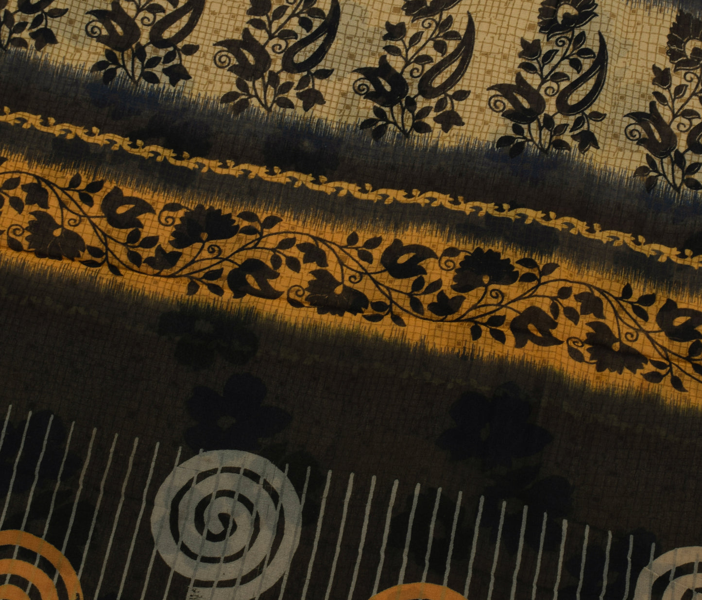 Sushila Vintage Brown Saree Pure Georgette Silk Geometrical Printed Craft Fabric