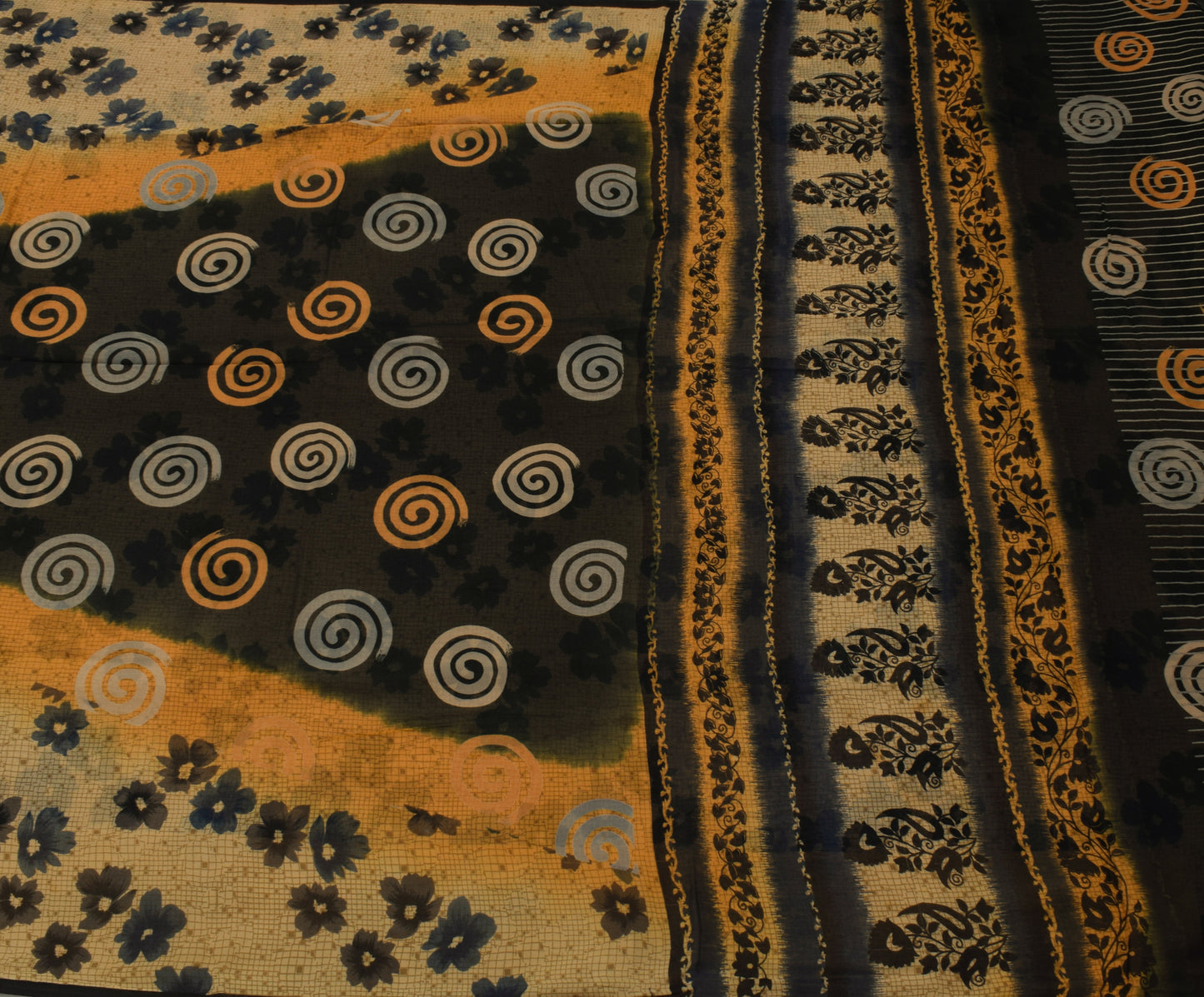 Sushila Vintage Brown Saree Pure Georgette Silk Geometrical Printed Craft Fabric