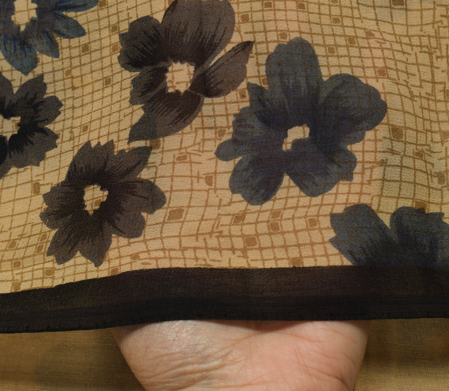 Sushila Vintage Brown Saree Pure Georgette Silk Geometrical Printed Craft Fabric