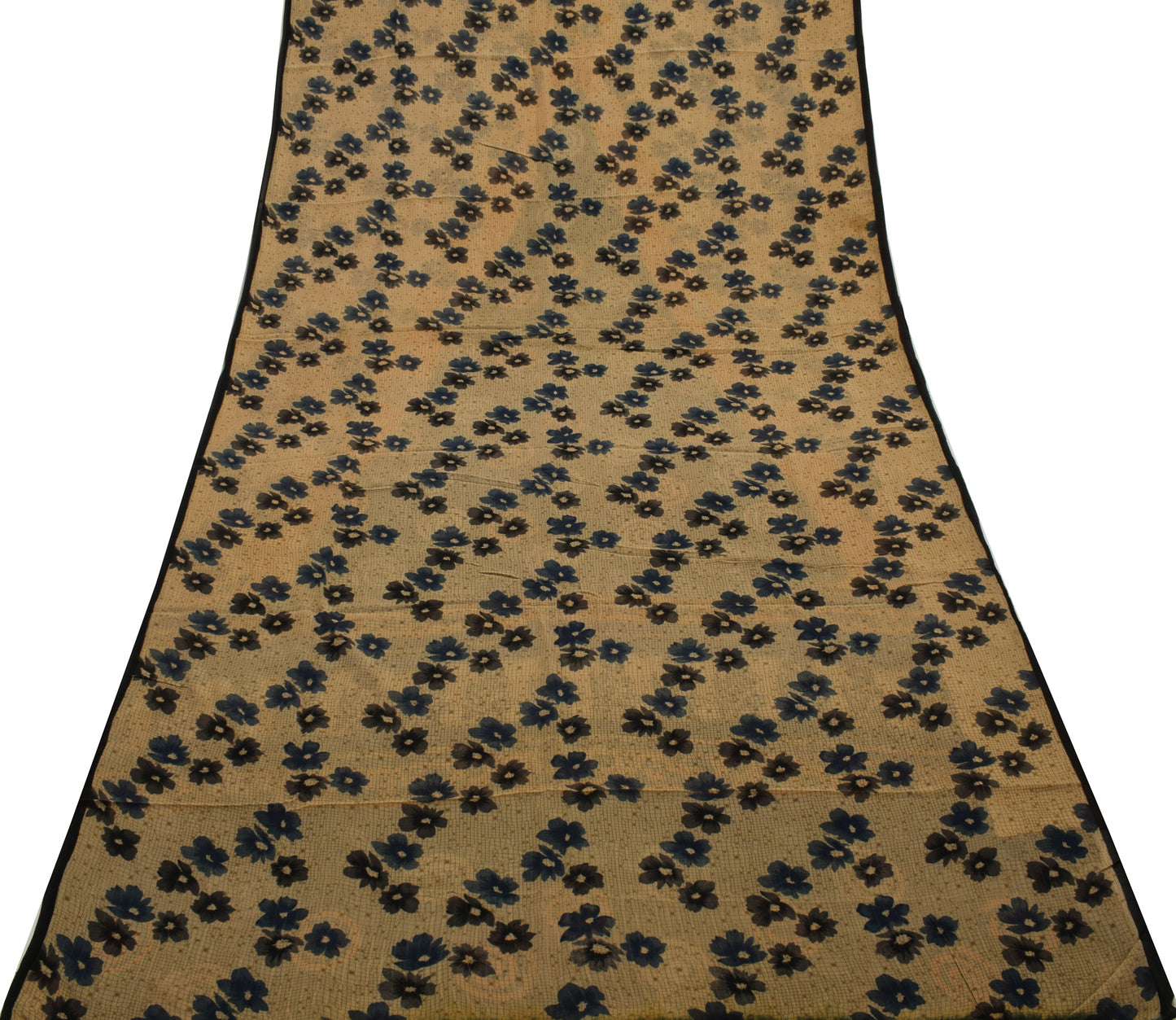 Sushila Vintage Brown Saree Pure Georgette Silk Geometrical Printed Craft Fabric