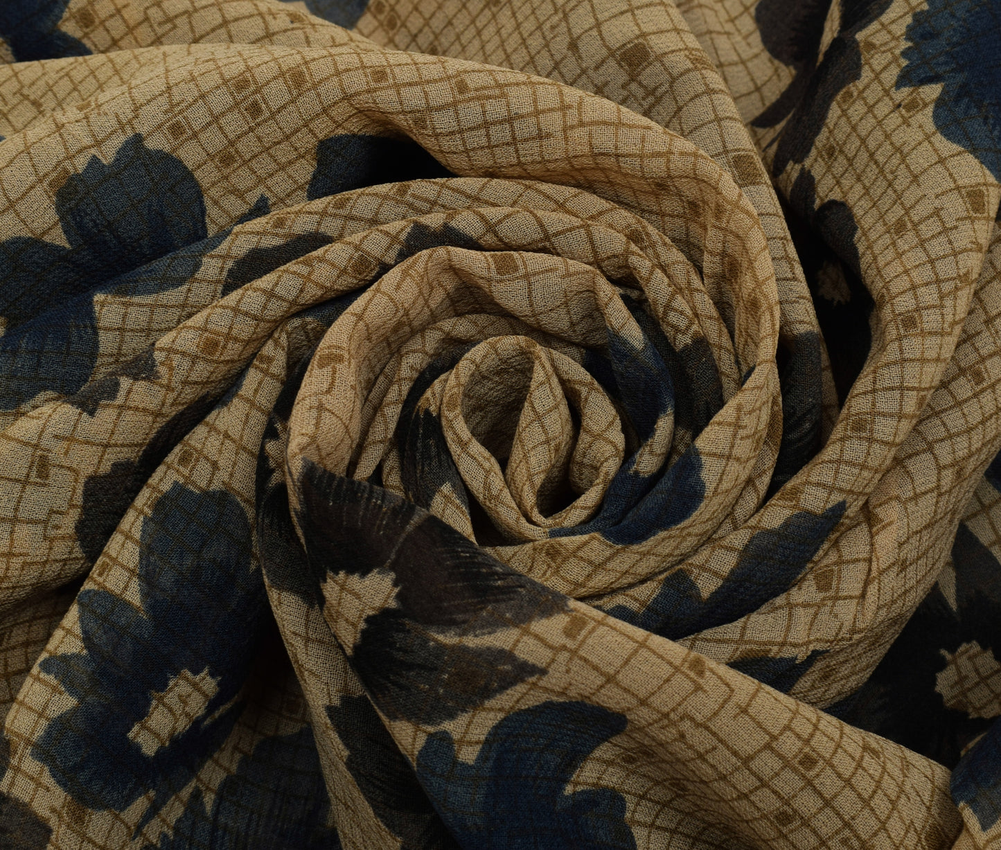 Sushila Vintage Brown Saree Pure Georgette Silk Geometrical Printed Craft Fabric