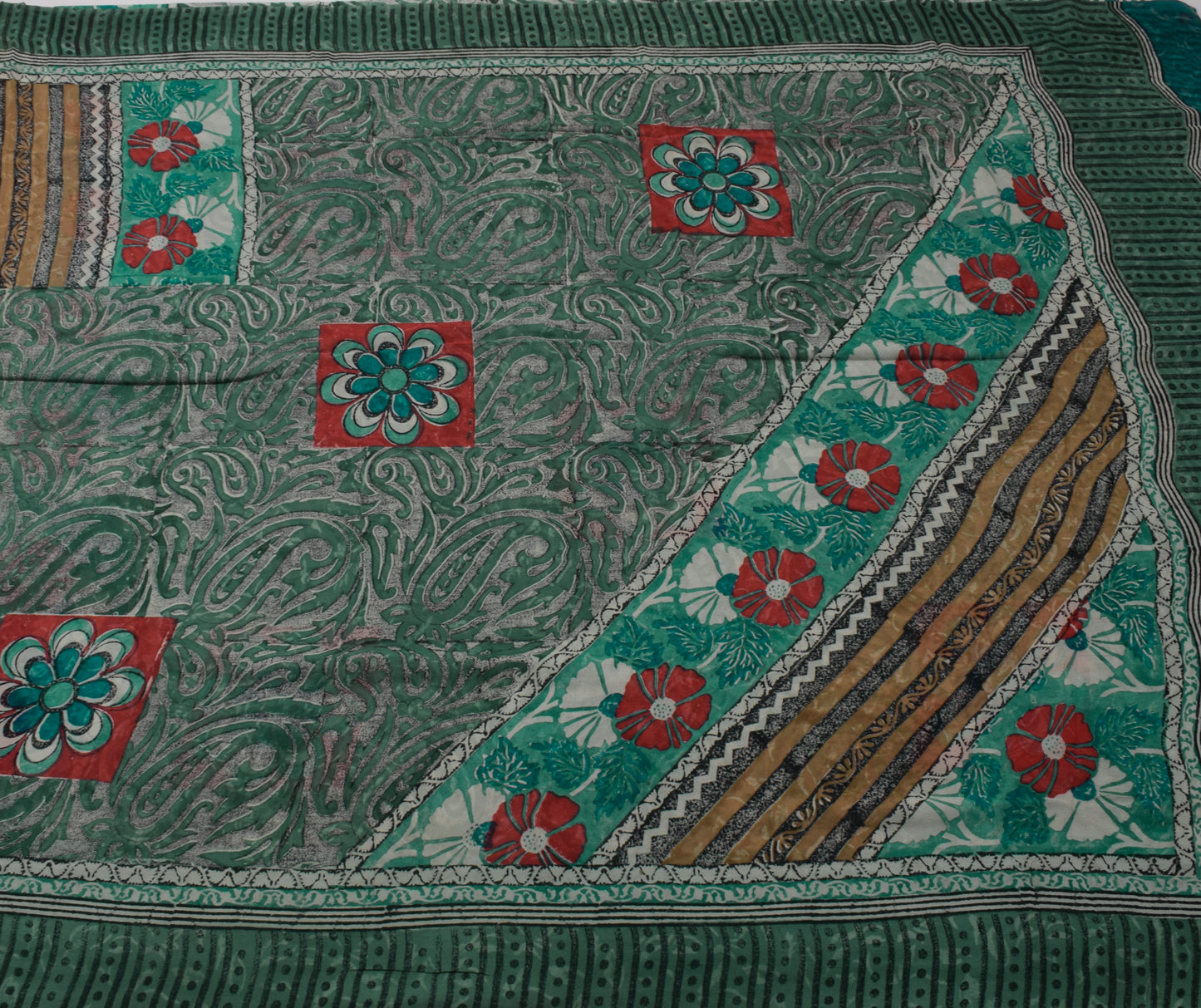 Sushila Vintage Indian Saree Pure Georgette Silk Printed Floral Craft Fabric