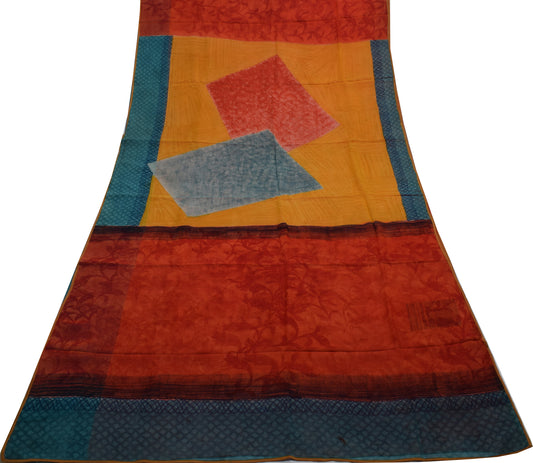 Sushila Vintage Branded Saree Pure Georgette Silk Printed 5 Yard Craft Fabric