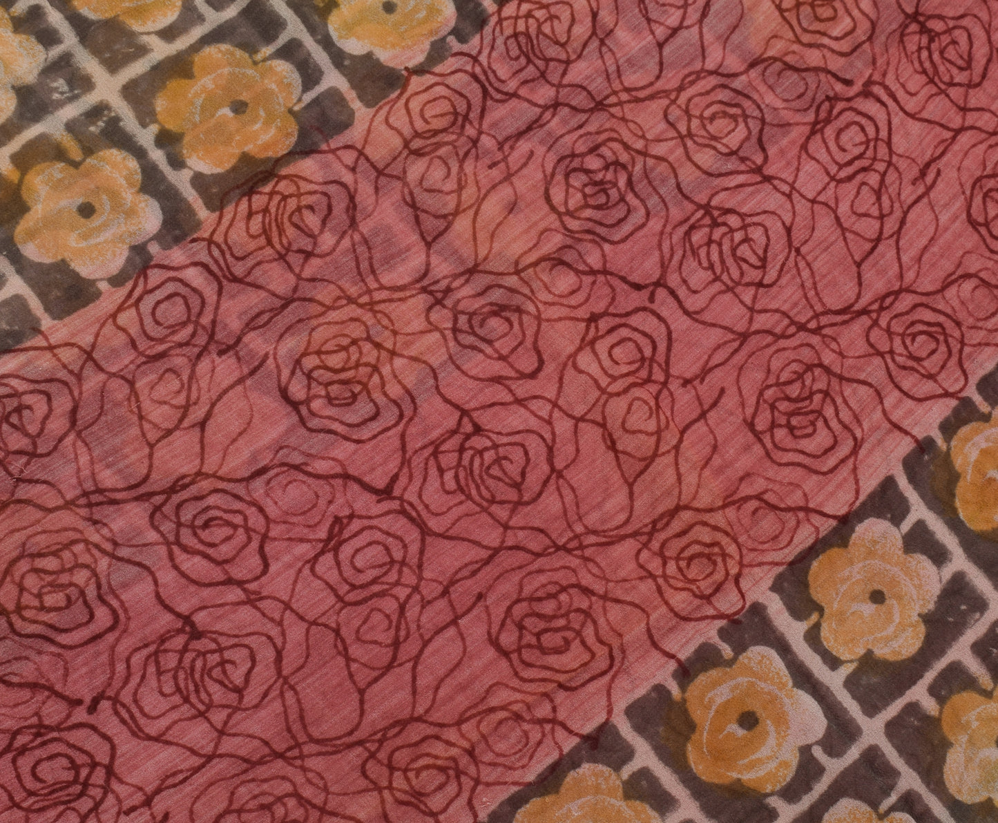 Sushila Vintage Indian Saree Pure Georgette Silk Printed Floral Craft Fabric