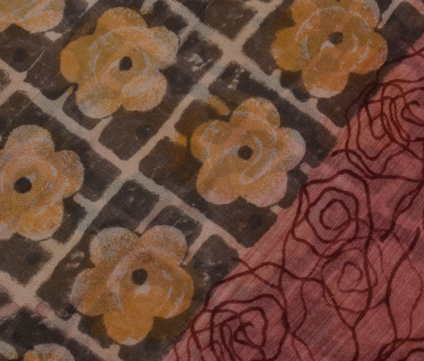 Sushila Vintage Indian Saree Pure Georgette Silk Printed Floral Craft Fabric