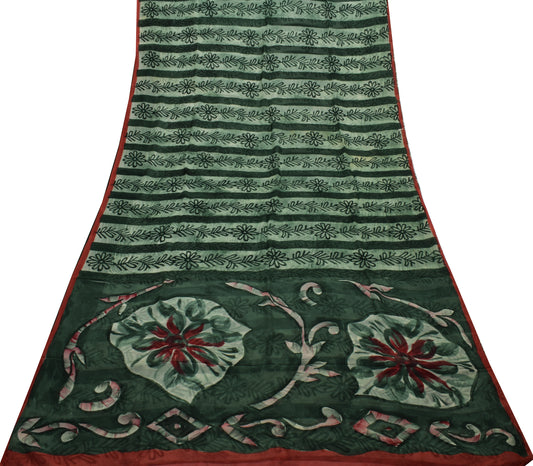 Sushila Vintage Indian Saree Pure Georgette Silk Printed Floral Craft Fabric