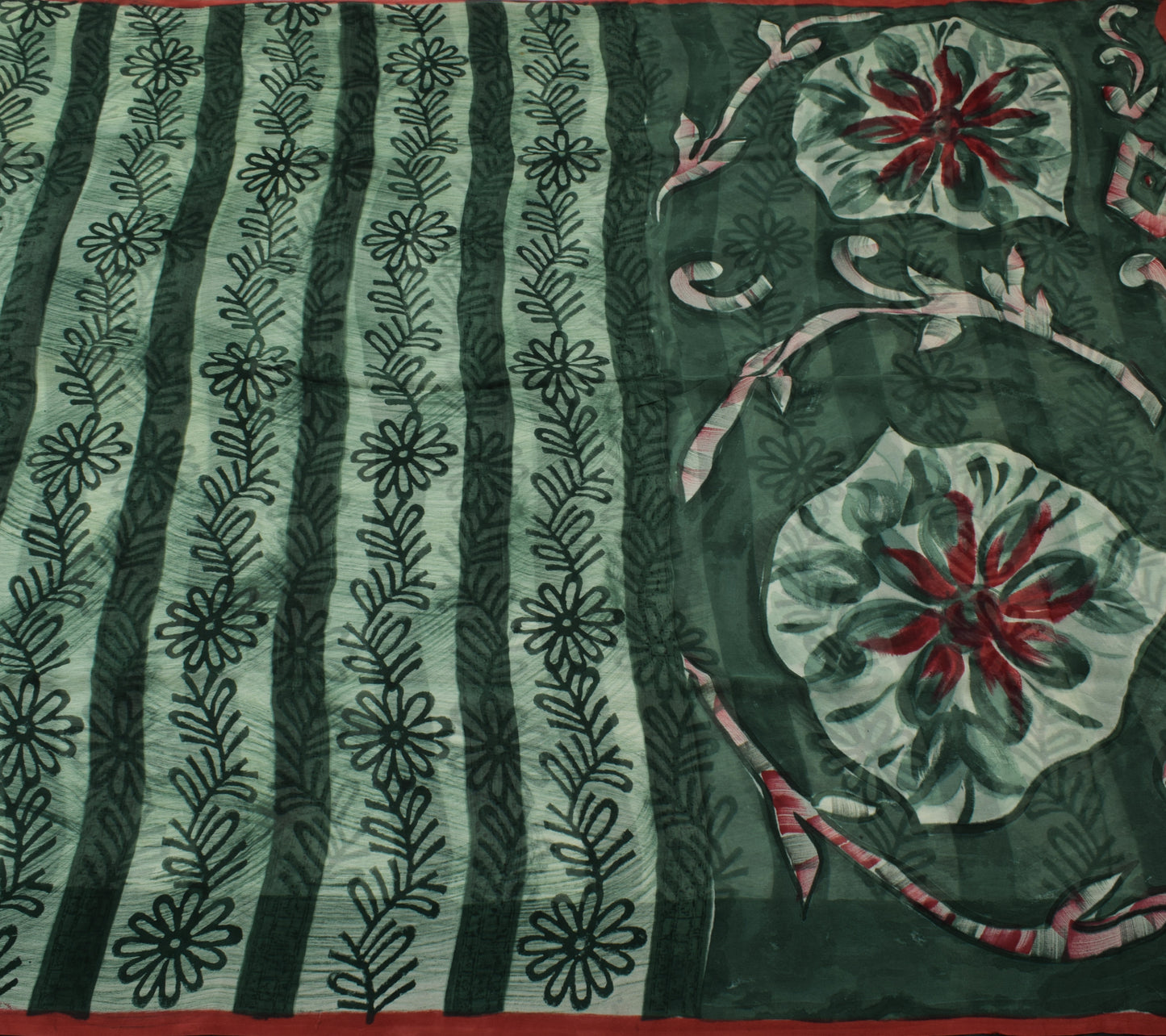 Sushila Vintage Indian Saree Pure Georgette Silk Printed Floral Craft Fabric