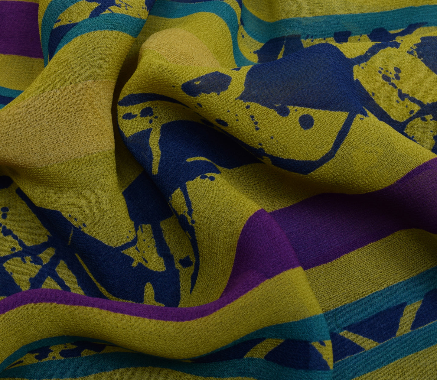 Sushila Vintage Green Saree 100% Pure Georgette Silk Printed Craft Fabric