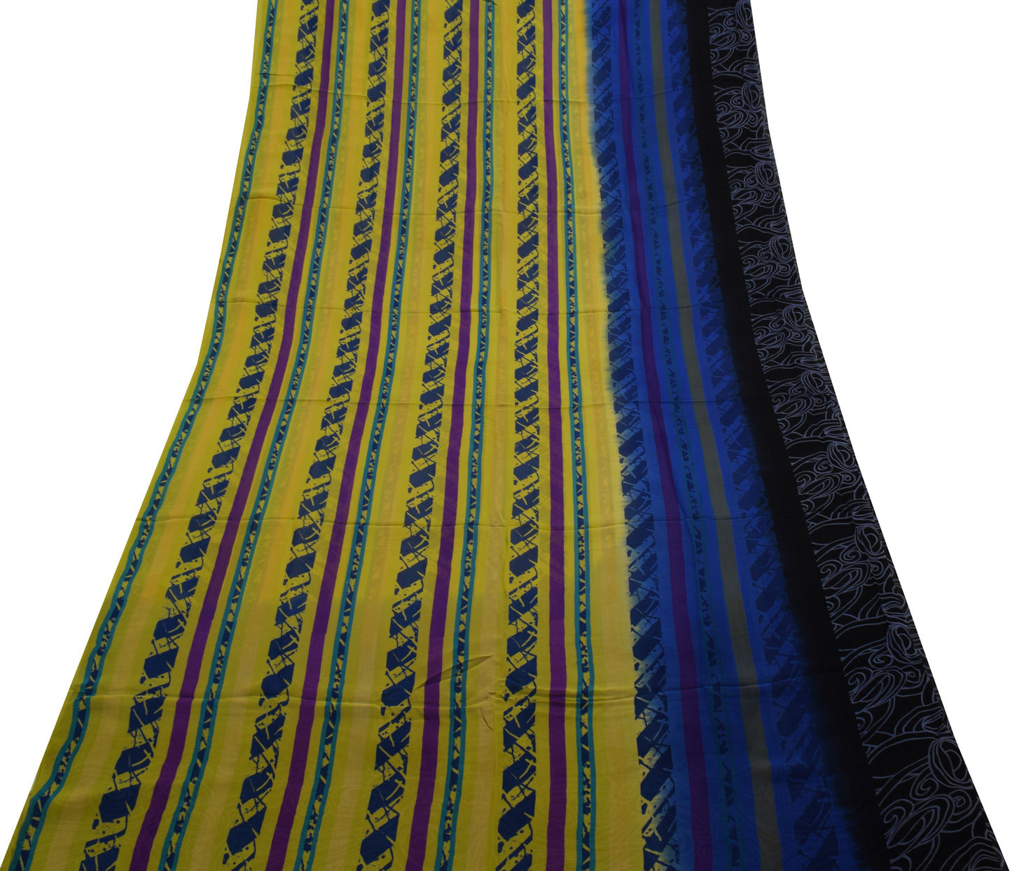 Sushila Vintage Green Saree 100% Pure Georgette Silk Printed Craft Fabric