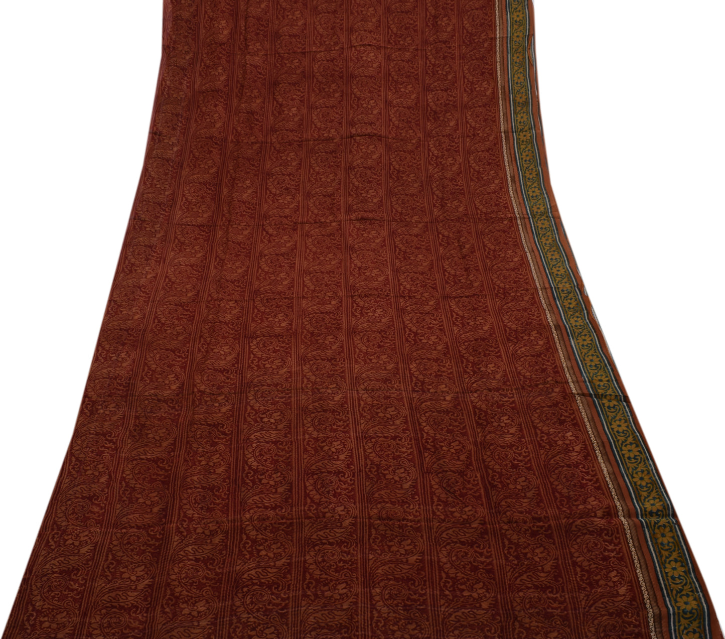 Sushila Vintage Saree 100% Pure Georgette Silk Hand Block Printed Floral Fabric