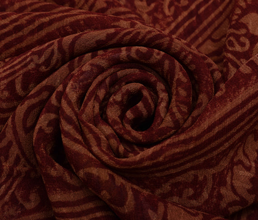 Sushila Vintage Saree 100% Pure Georgette Silk Hand Block Printed Floral Fabric