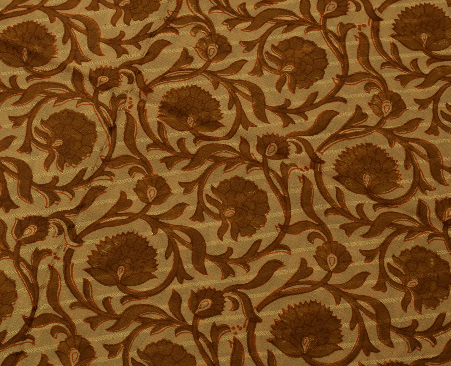 Sushila Vintage Brown Saree 100% Pure Georgette Silk Printed Floral Craft Fabric