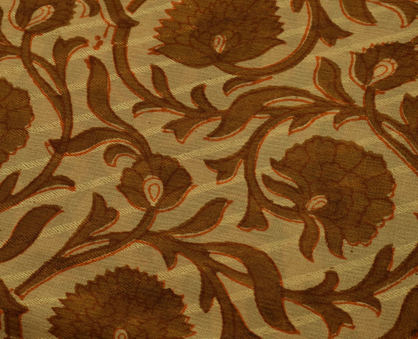 Sushila Vintage Brown Saree 100% Pure Georgette Silk Printed Floral Craft Fabric