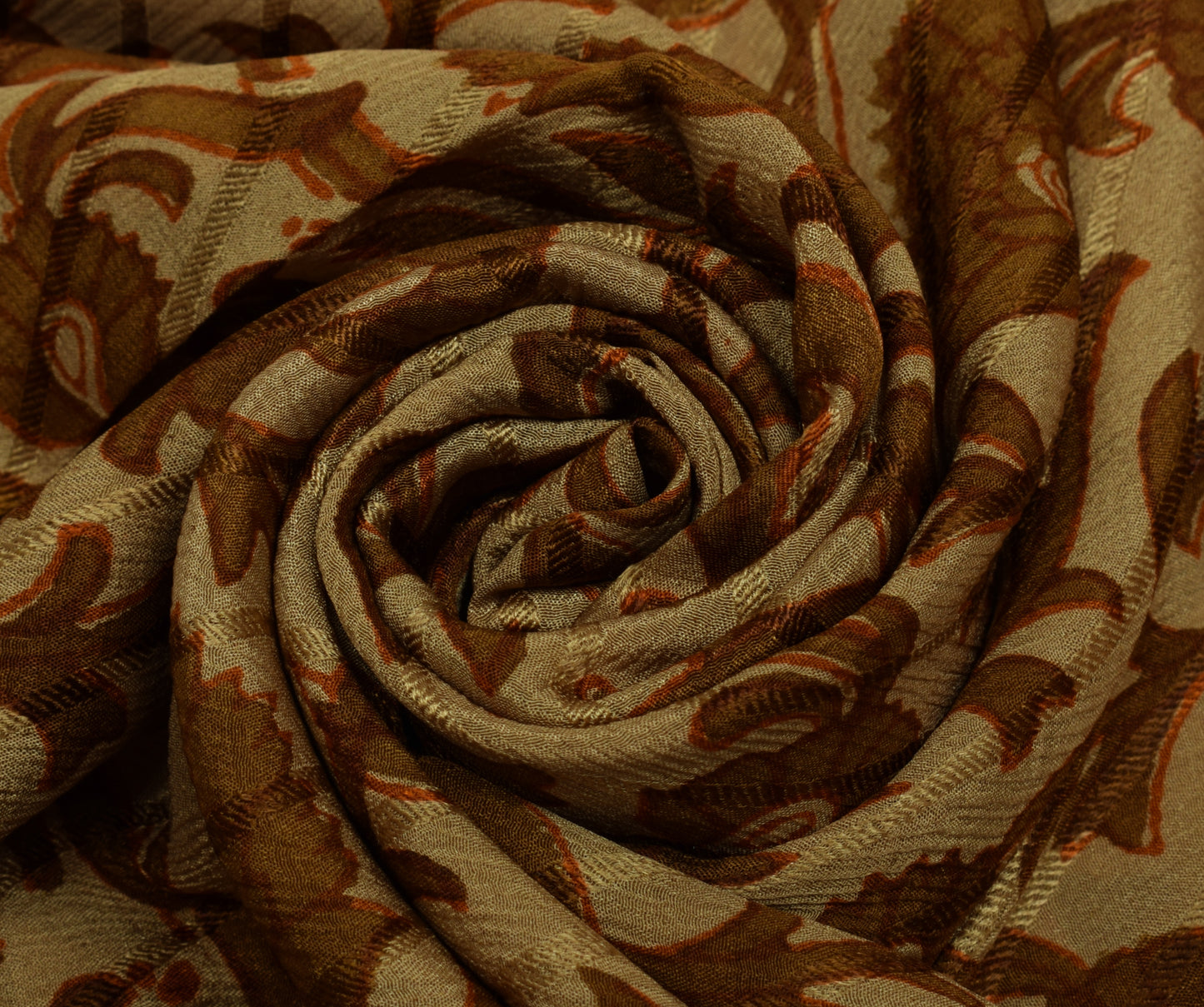 Sushila Vintage Brown Saree 100% Pure Georgette Silk Printed Floral Craft Fabric