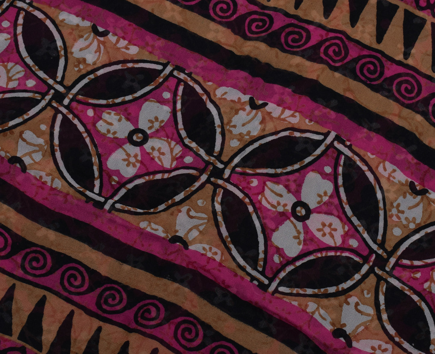 Sushila Vintage Pink Saree 100% Pure Georgette Silk Printed Floral Craft Fabric