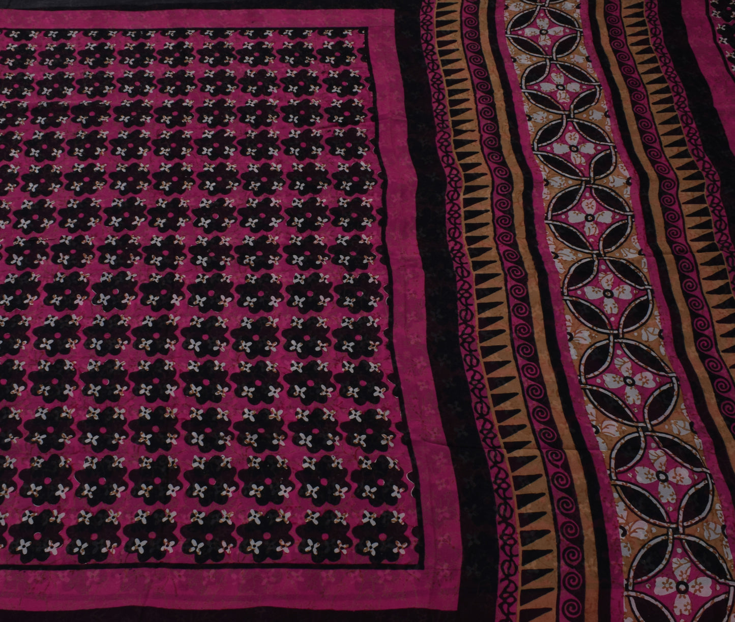 Sushila Vintage Pink Saree 100% Pure Georgette Silk Printed Floral Craft Fabric