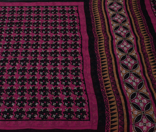 Sushila Vintage Pink Saree 100% Pure Georgette Silk Printed Floral Craft Fabric