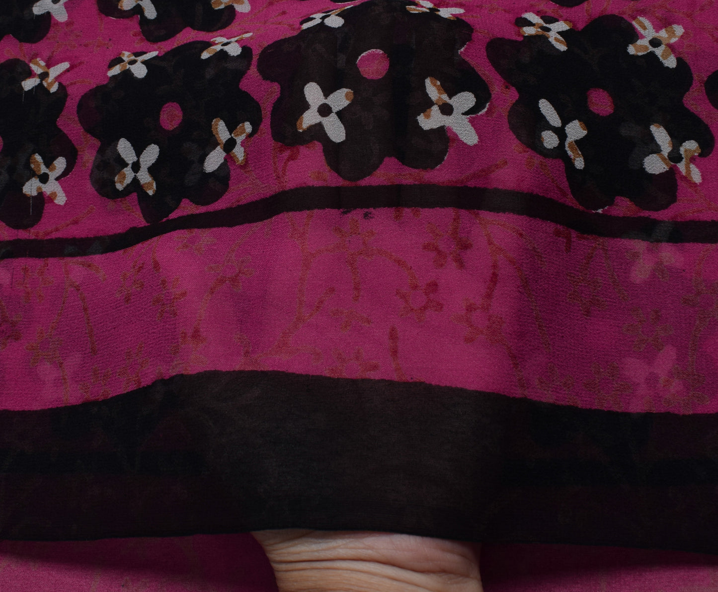Sushila Vintage Pink Saree 100% Pure Georgette Silk Printed Floral Craft Fabric