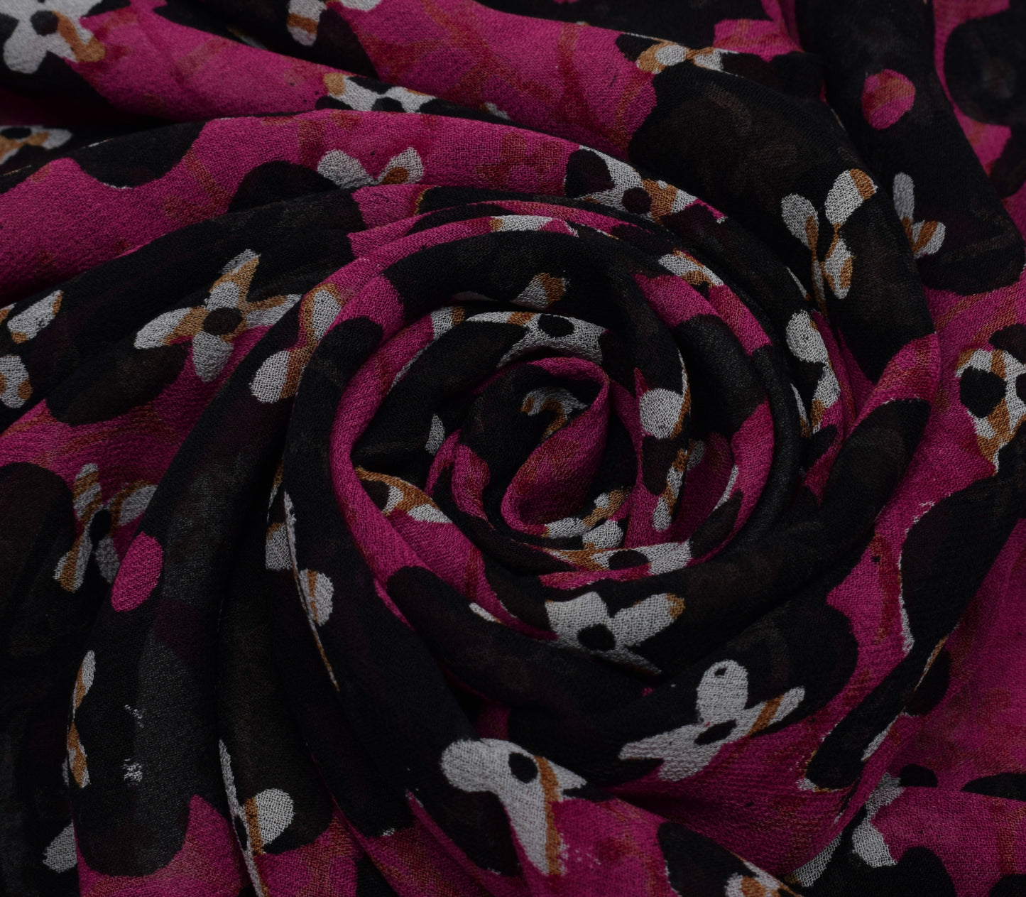 Sushila Vintage Pink Saree 100% Pure Georgette Silk Printed Floral Craft Fabric